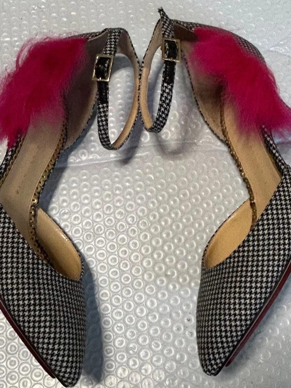 Charlotte Olympia Houndstooth Spider Web Pumps Heels Eu 37 1/2 US 7.5 Heel 3-3.9